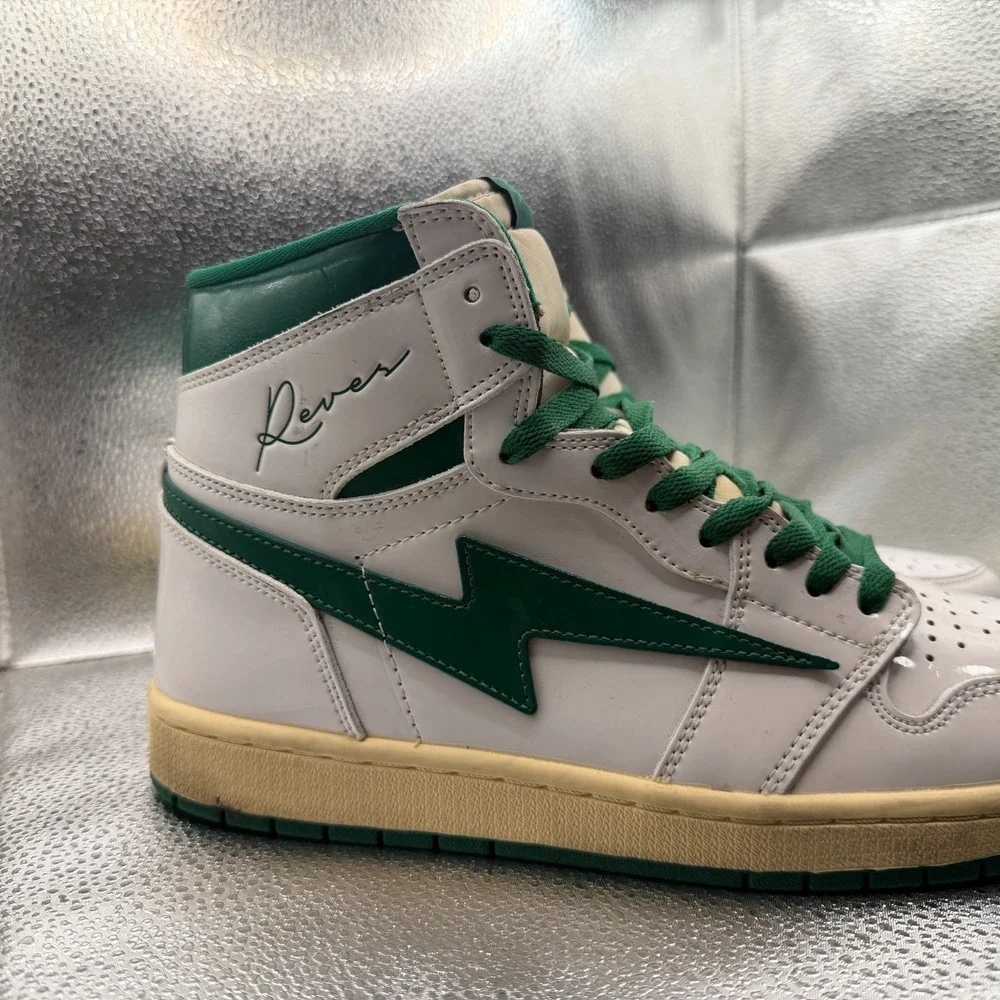 Size 10 Reves Paris Air Kiy 85 Hi Shamrock Green‎ White Lace Up Sneakers